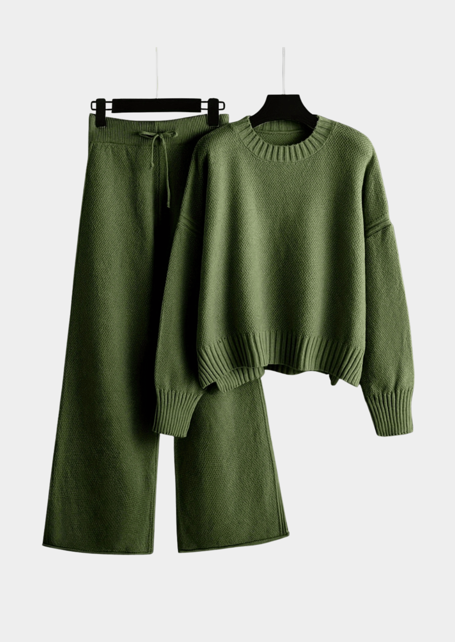 Women’s Two-Piece Knit Lounge Set with Sweater and Wide-Leg Pants