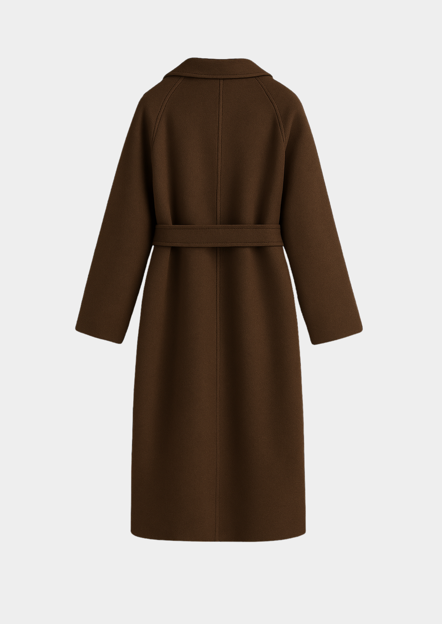 Women's Long Wool-Blend Coat with Belt