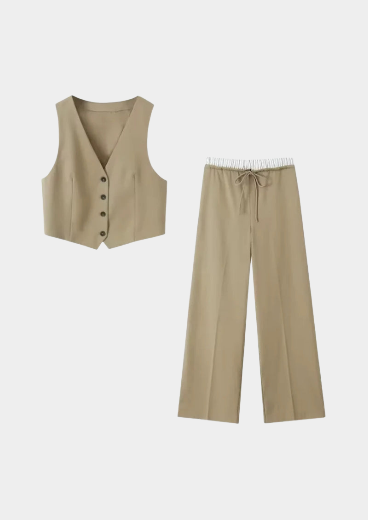 Classic Wide-Leg Trouser & Vest Set Women