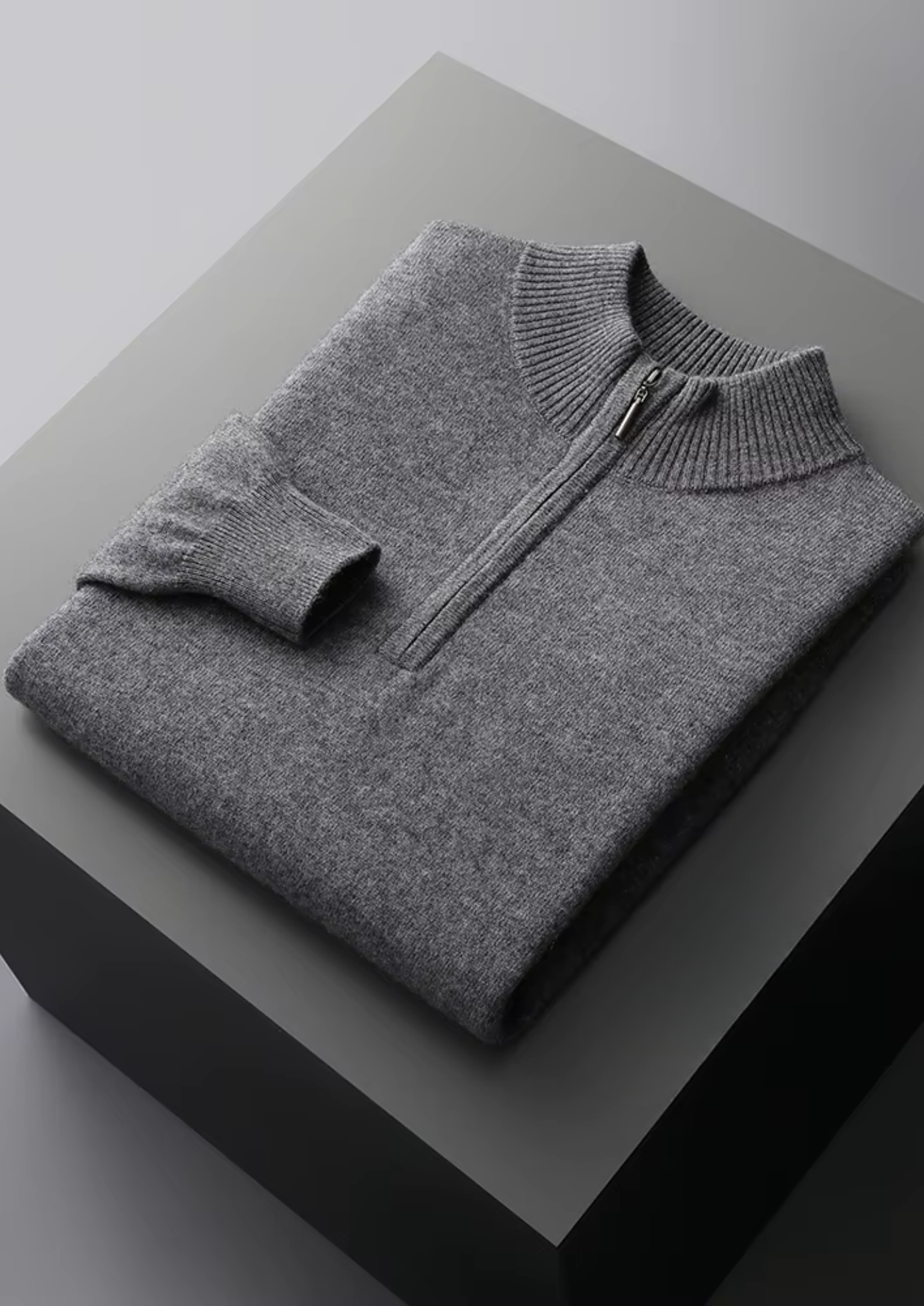Merino Wool Extra-Fine Half Zip Knit Sweater