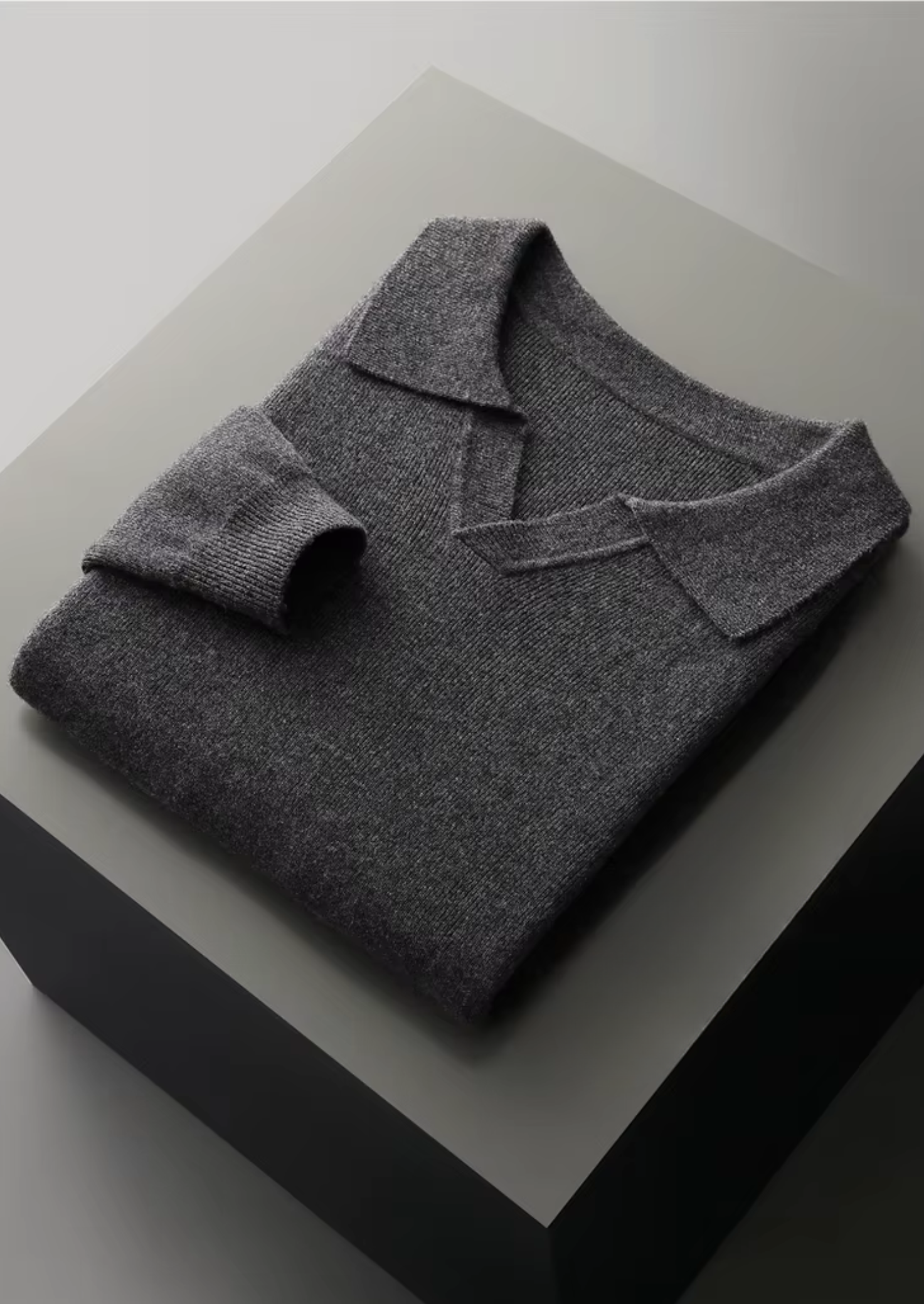 Men’s Extra-Fine Merino Wool Buttonless Polo Knit Sweater