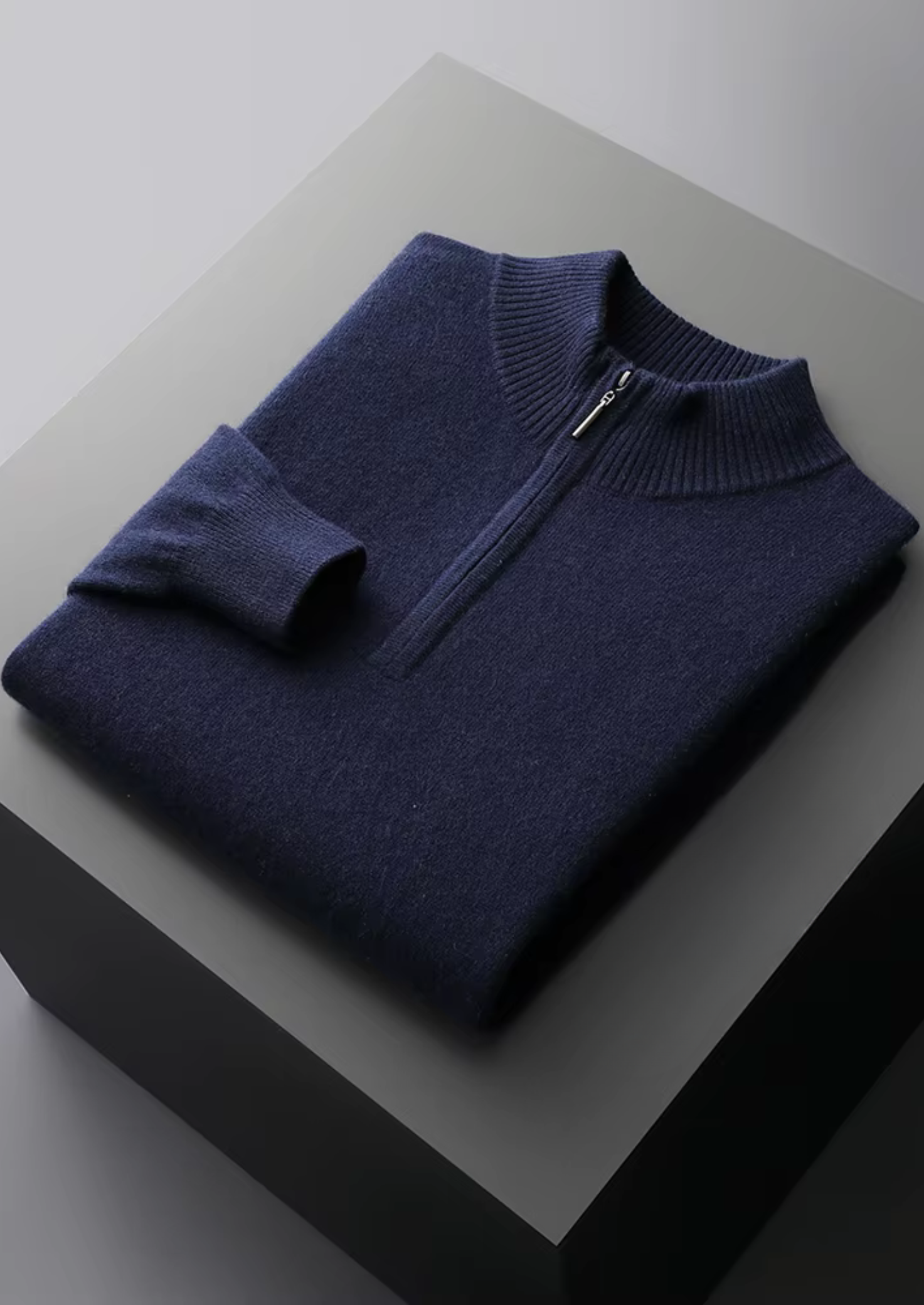 Merino Wool Extra-Fine Half Zip Knit Sweater