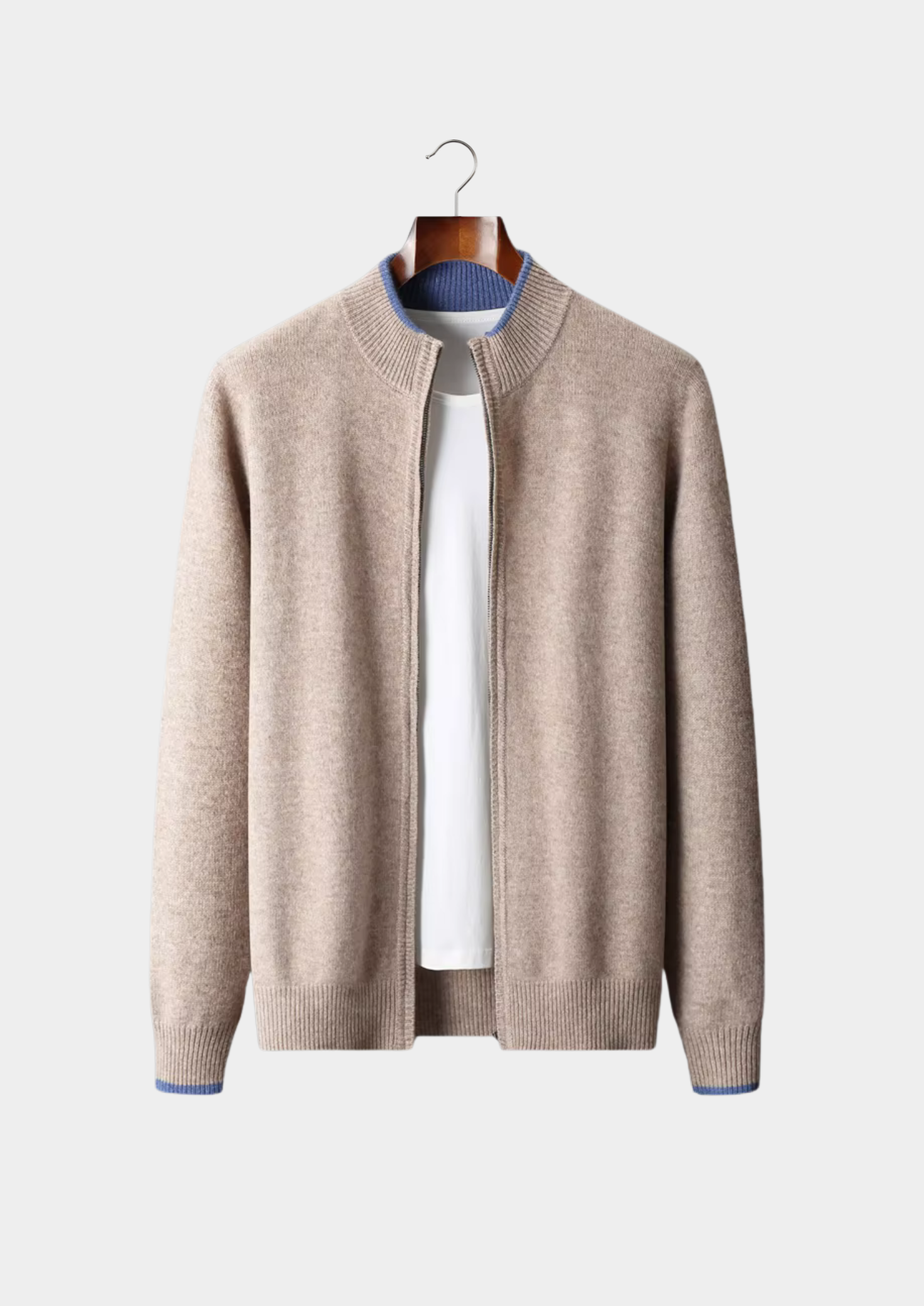 Merino Wool Extra-Fine Two-Tone Knit Cardigan