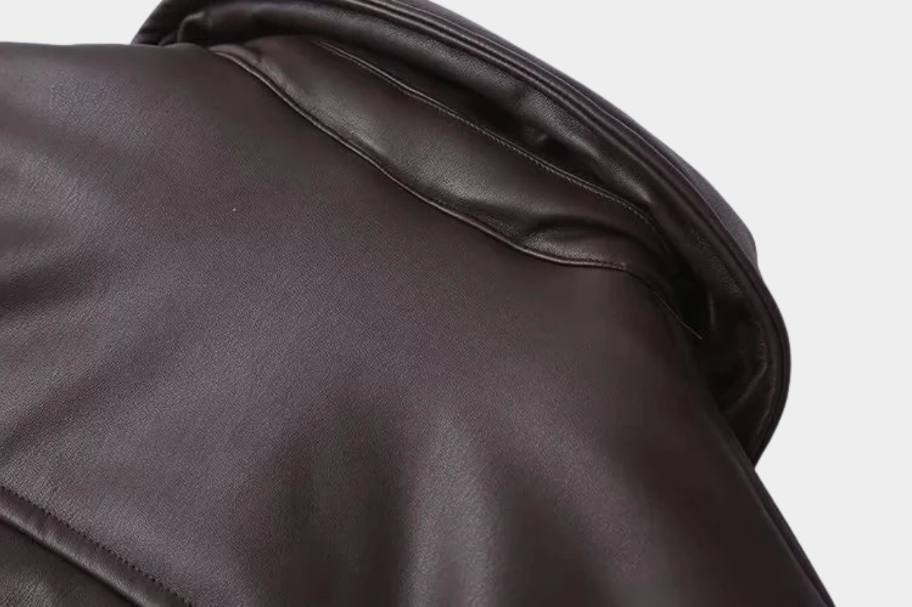 Oversized Vegan Leather Jacket with Ribbed Hem Women