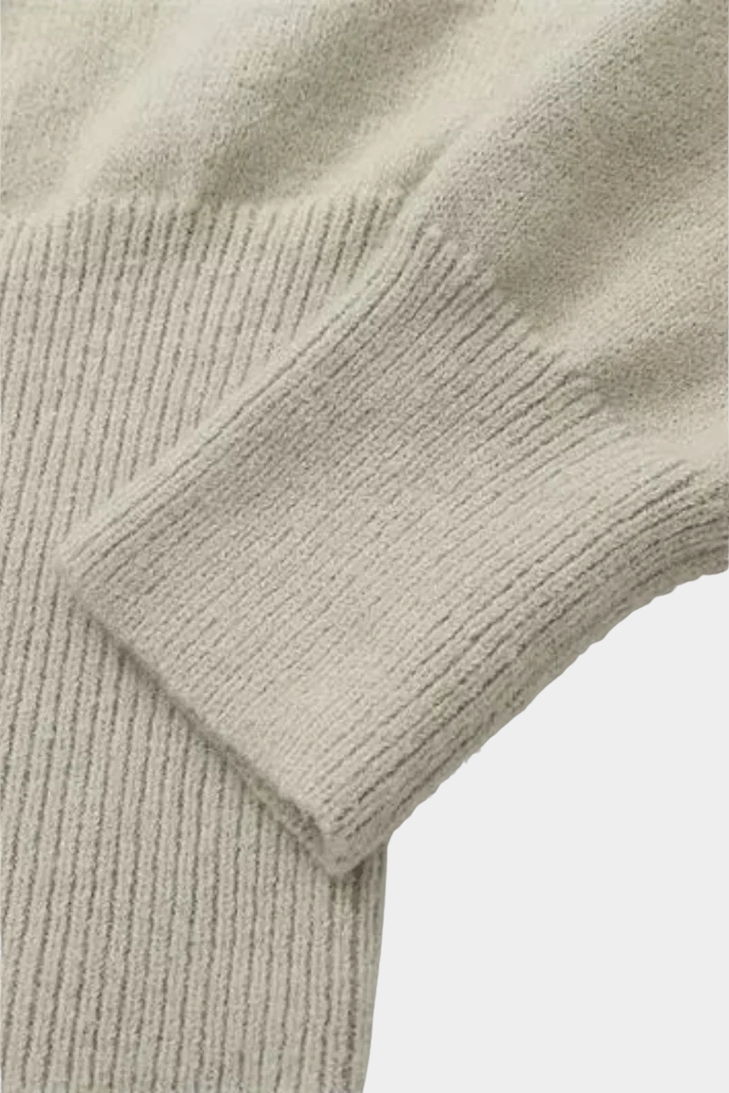 Knitted Sweater with Button Collar and Ribbed Waistband Women