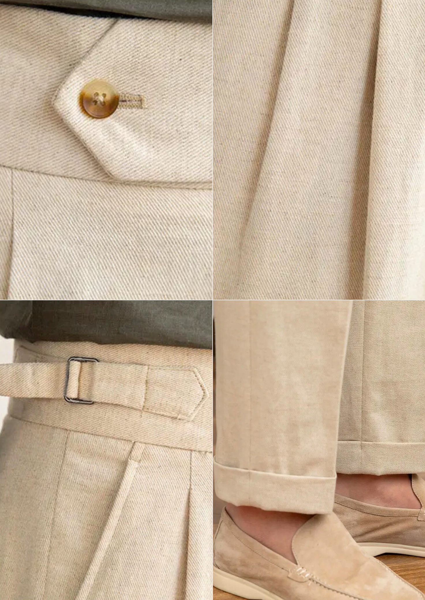 Verona Pleated Wool Trousers - Beige