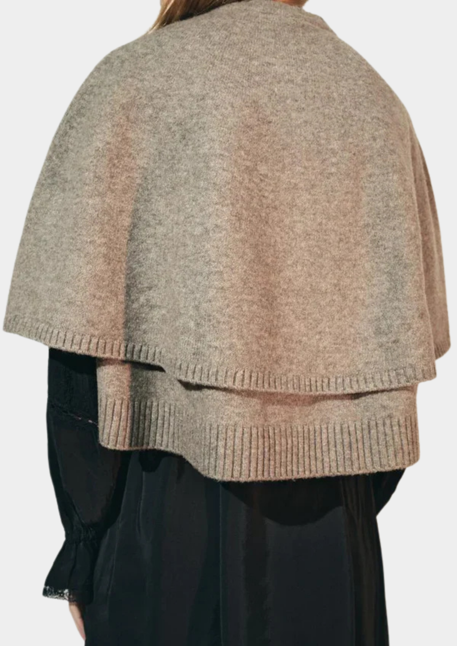 Women’s Knitted Cape Jacket with Button Front and Short Sleeves