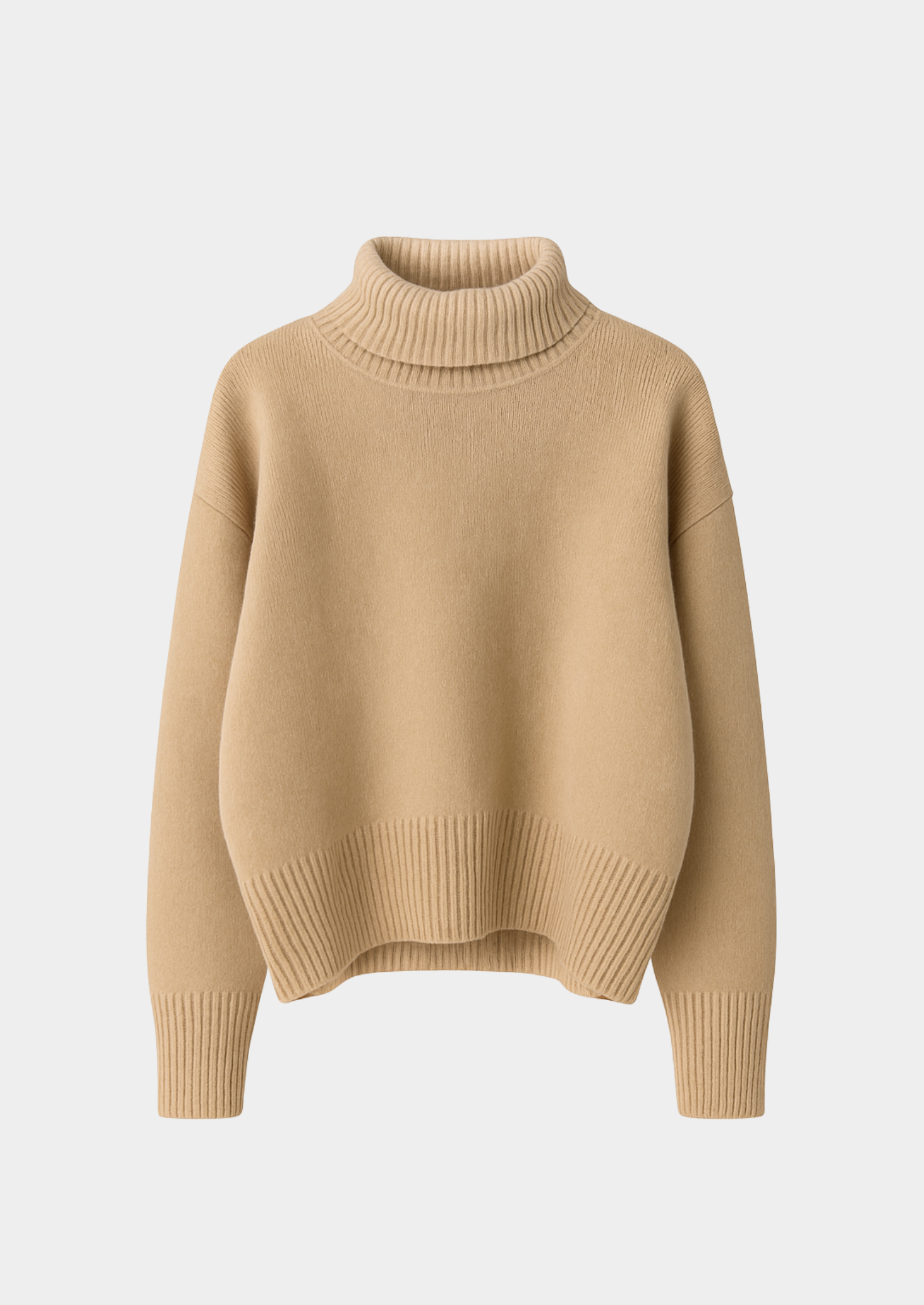 Ribbed Turtleneck Knit Blend Sweater Women