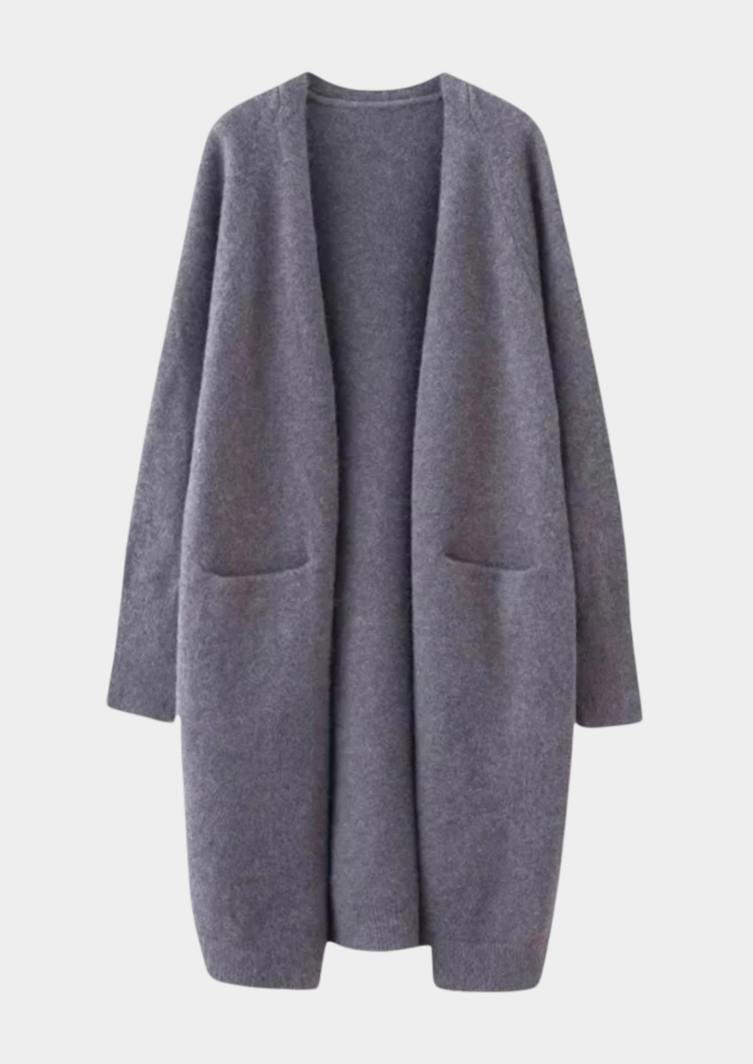 Long Knitted Cardigan with Open Front Women