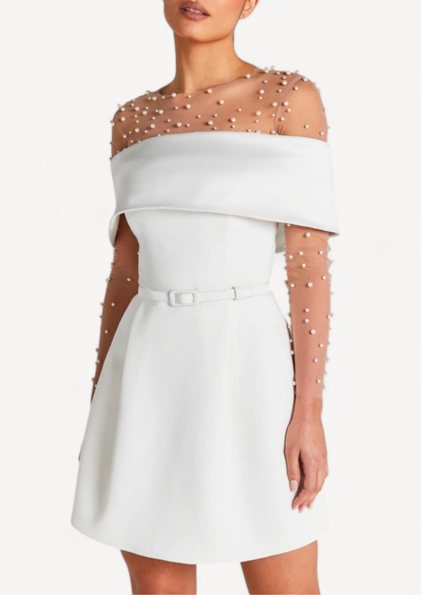 Off-Shoulder Belted Mini Dress - Short Dress Women