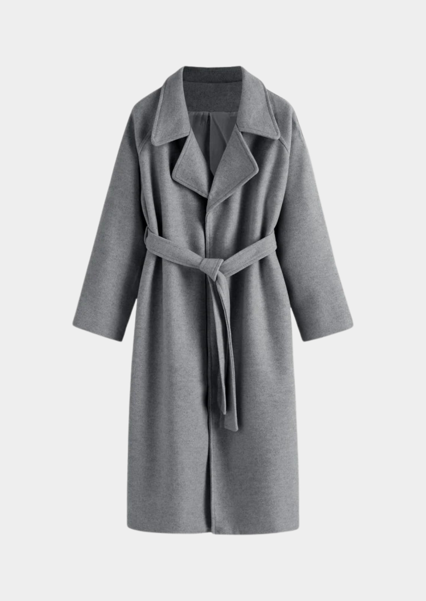 Women's Long Wool-Blend Coat with Belt