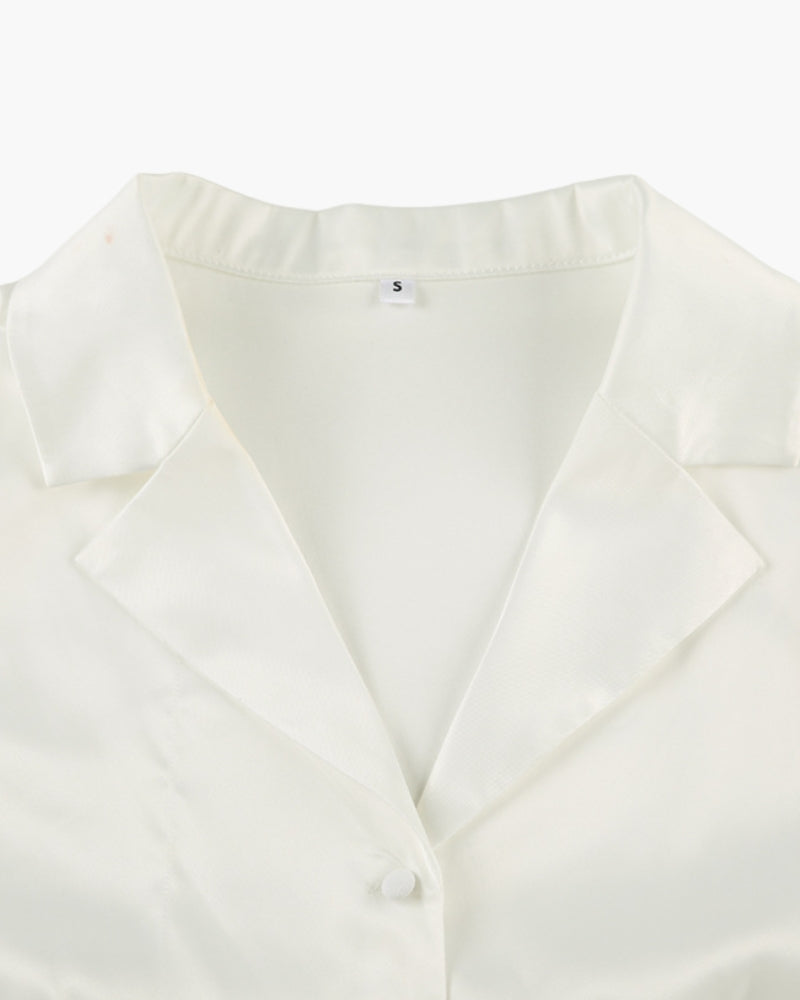 Satin Blouse & Midi Skirt Set Women