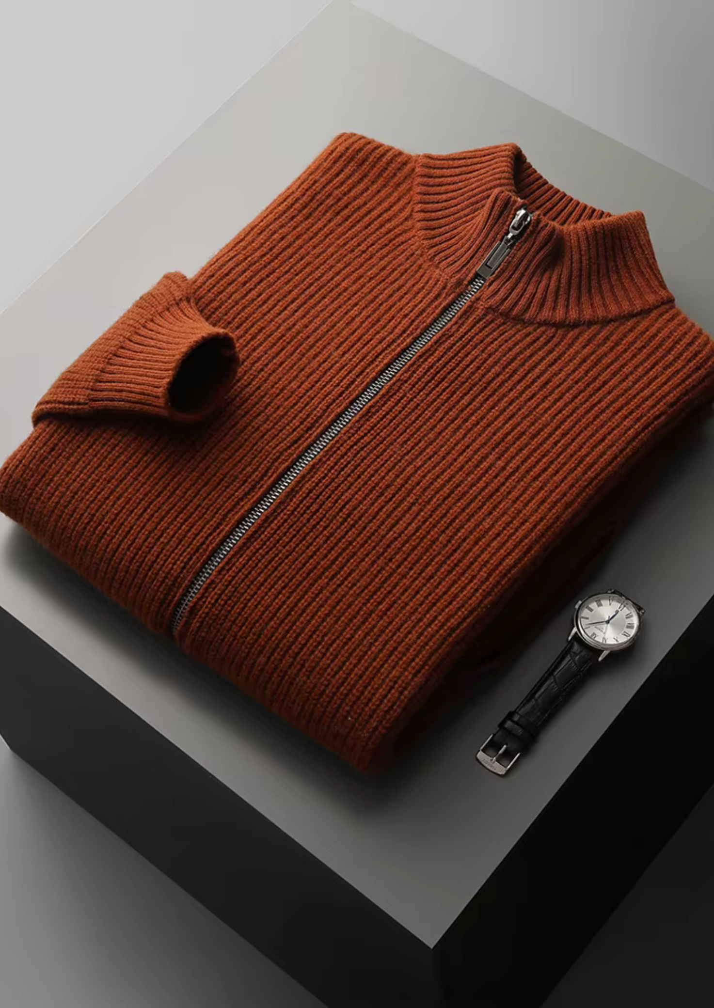 Merino Wool Extra-Fine Ribbed Knit Cardigan