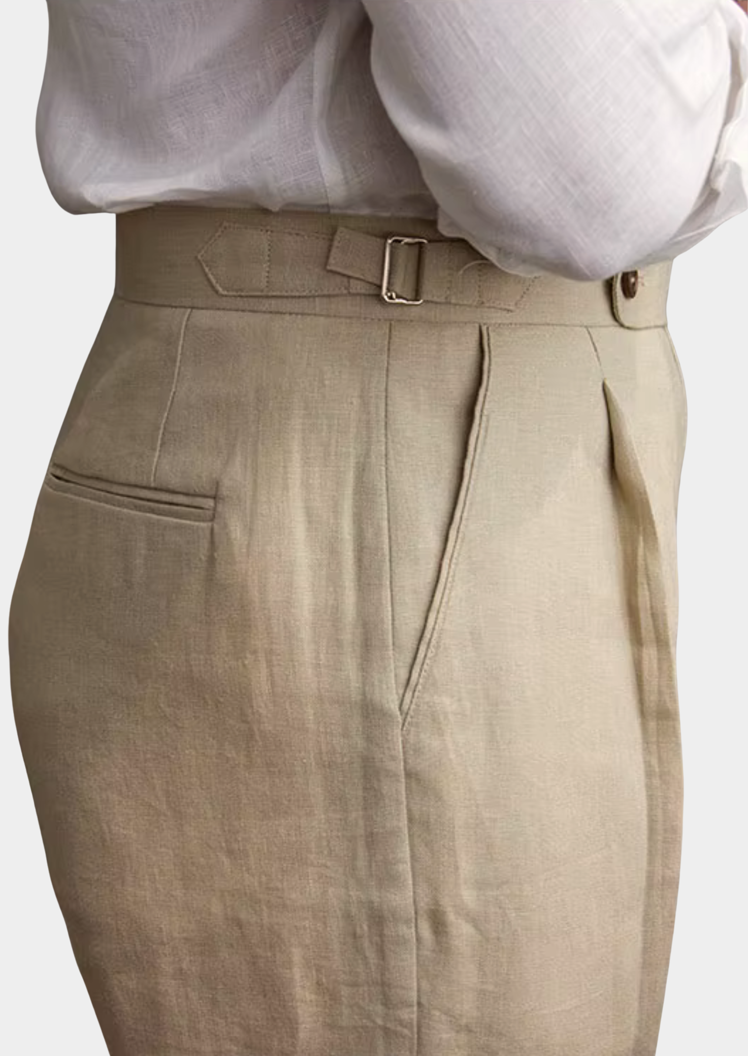 Genova Pleated Wool Trousers - Beige
