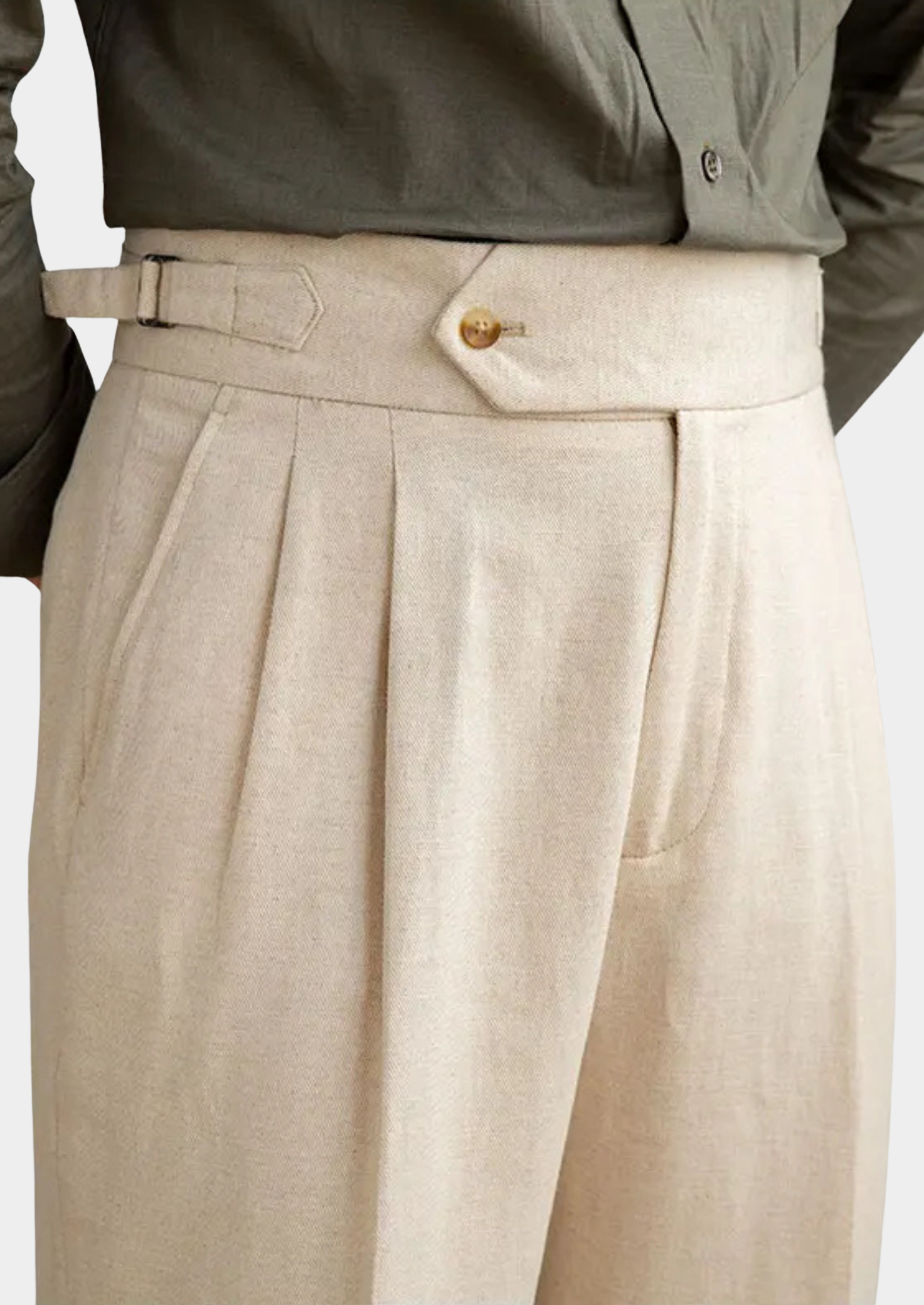 Verona Pleated Wool Trousers - Beige