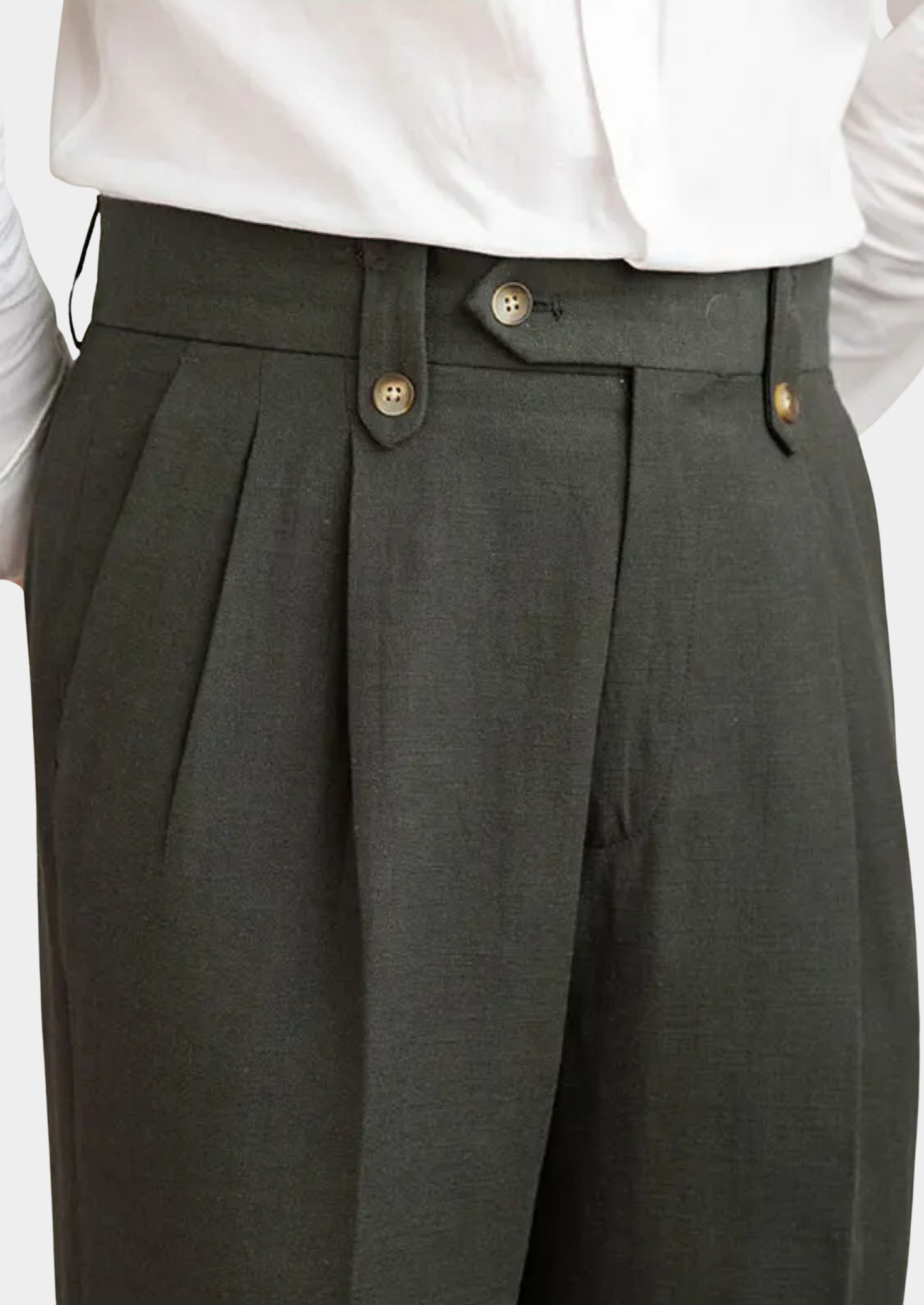 Siena Pleated Wool Trousers - Olive
