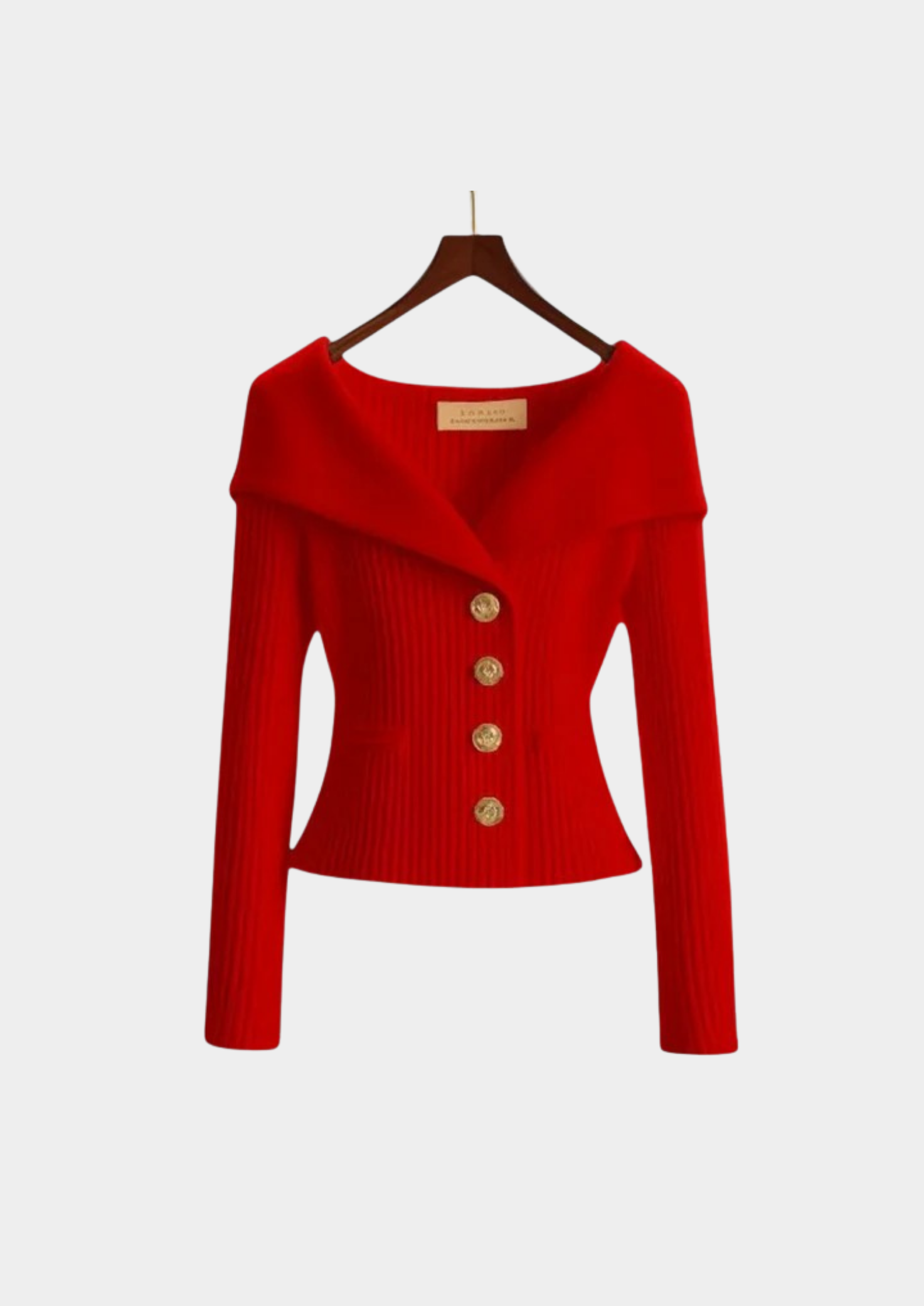 Women's Off-Shoulder Knit Sweater with Button Detail