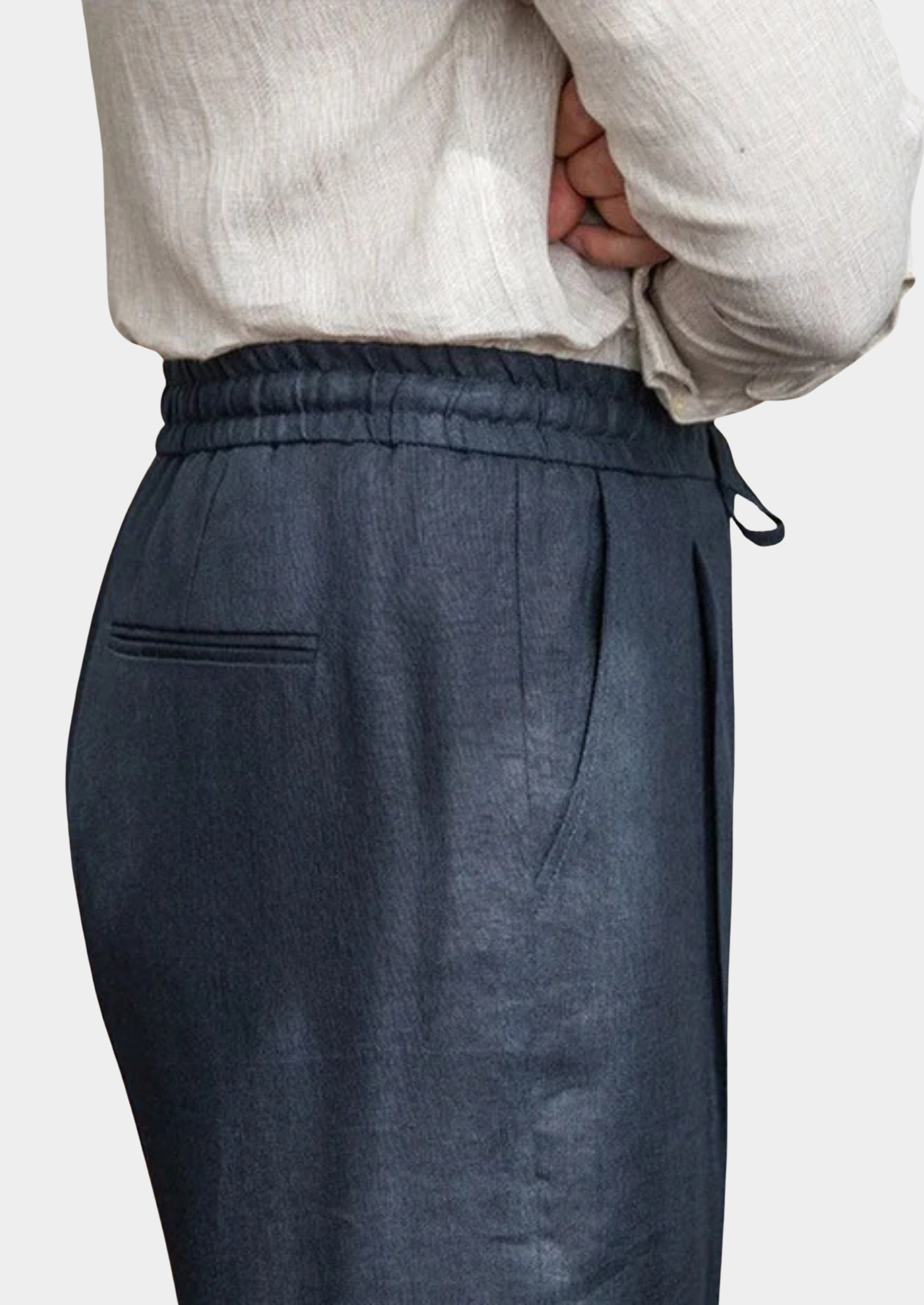Drawstring Classic Trousers - Navy Blue