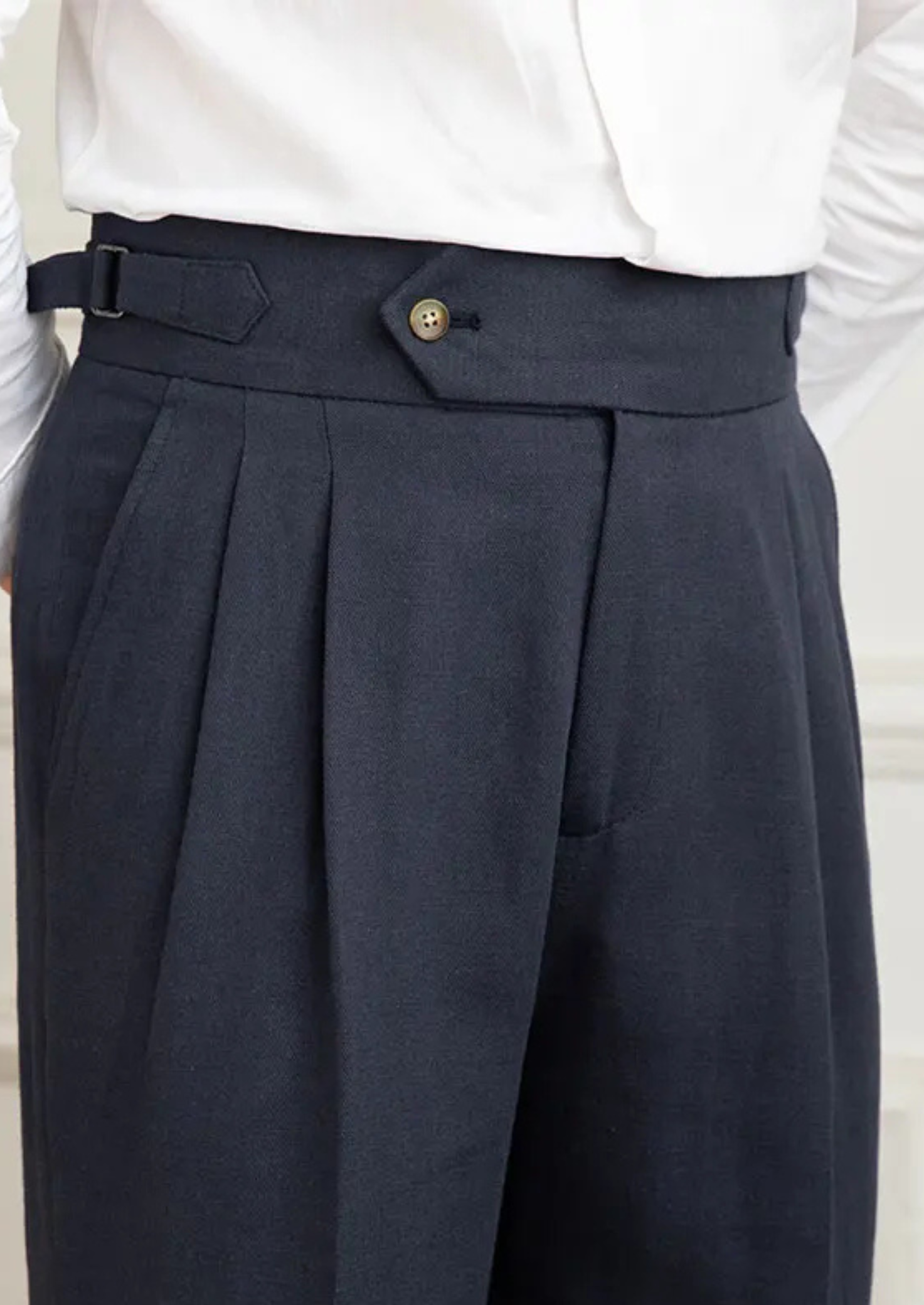 Verona Pleated Tailored Trousers - Navy Blue