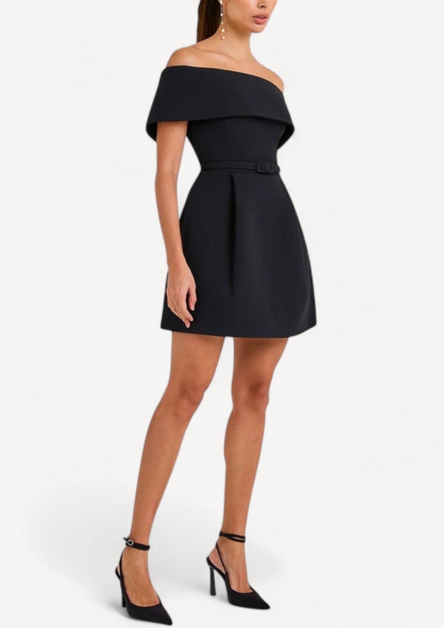 Off-Shoulder Belted Mini Dress - Short Dress Women