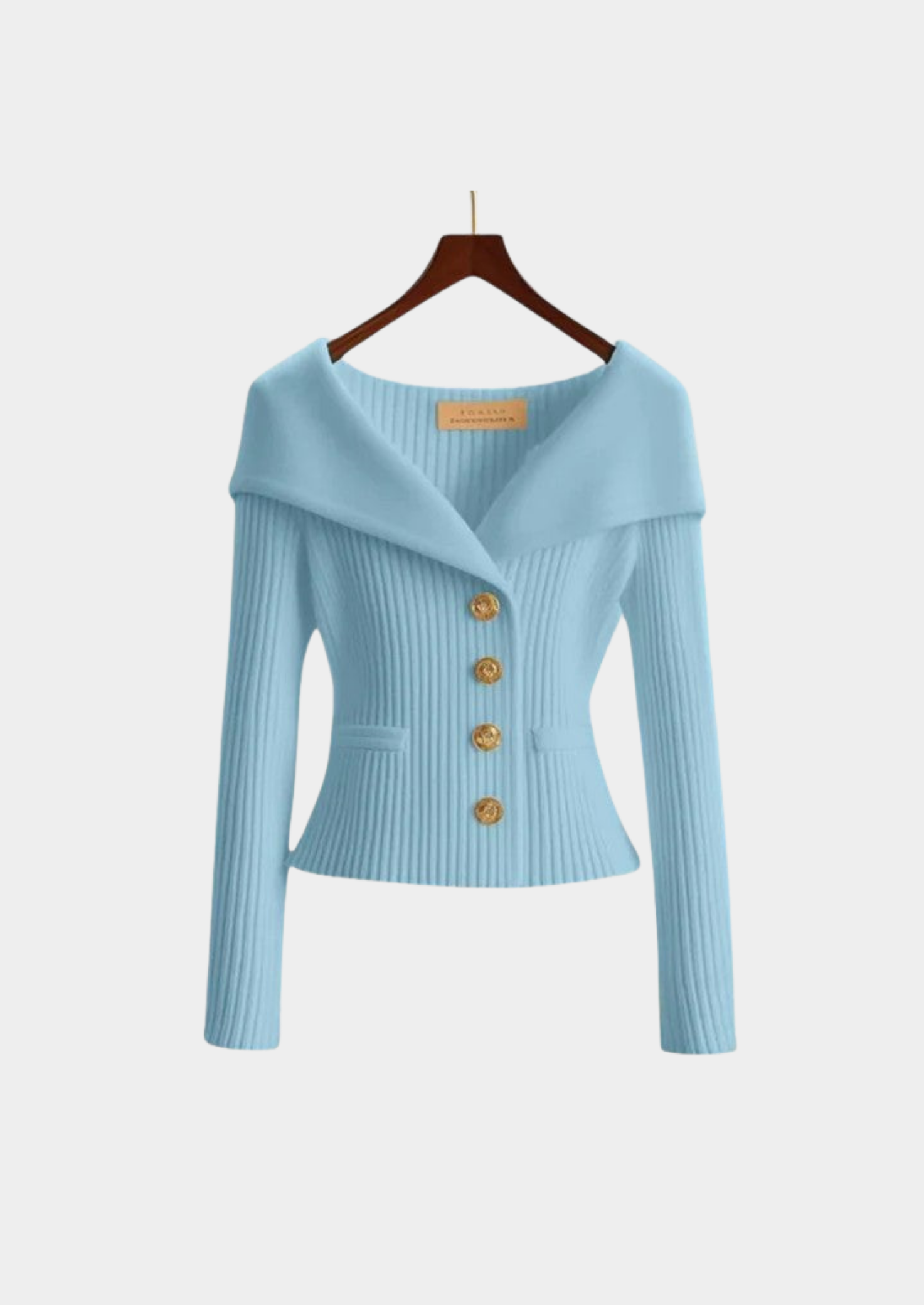 Women's Off-Shoulder Knit Sweater with Button Detail