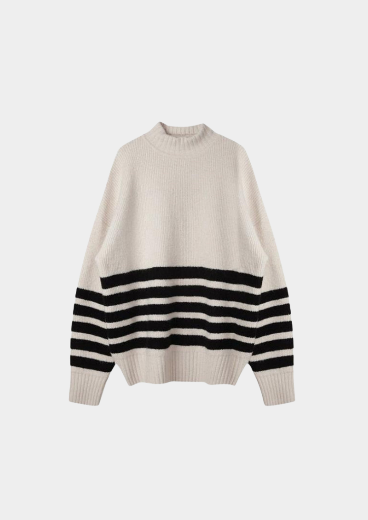 Striped High-Neck Knit Sweater Women