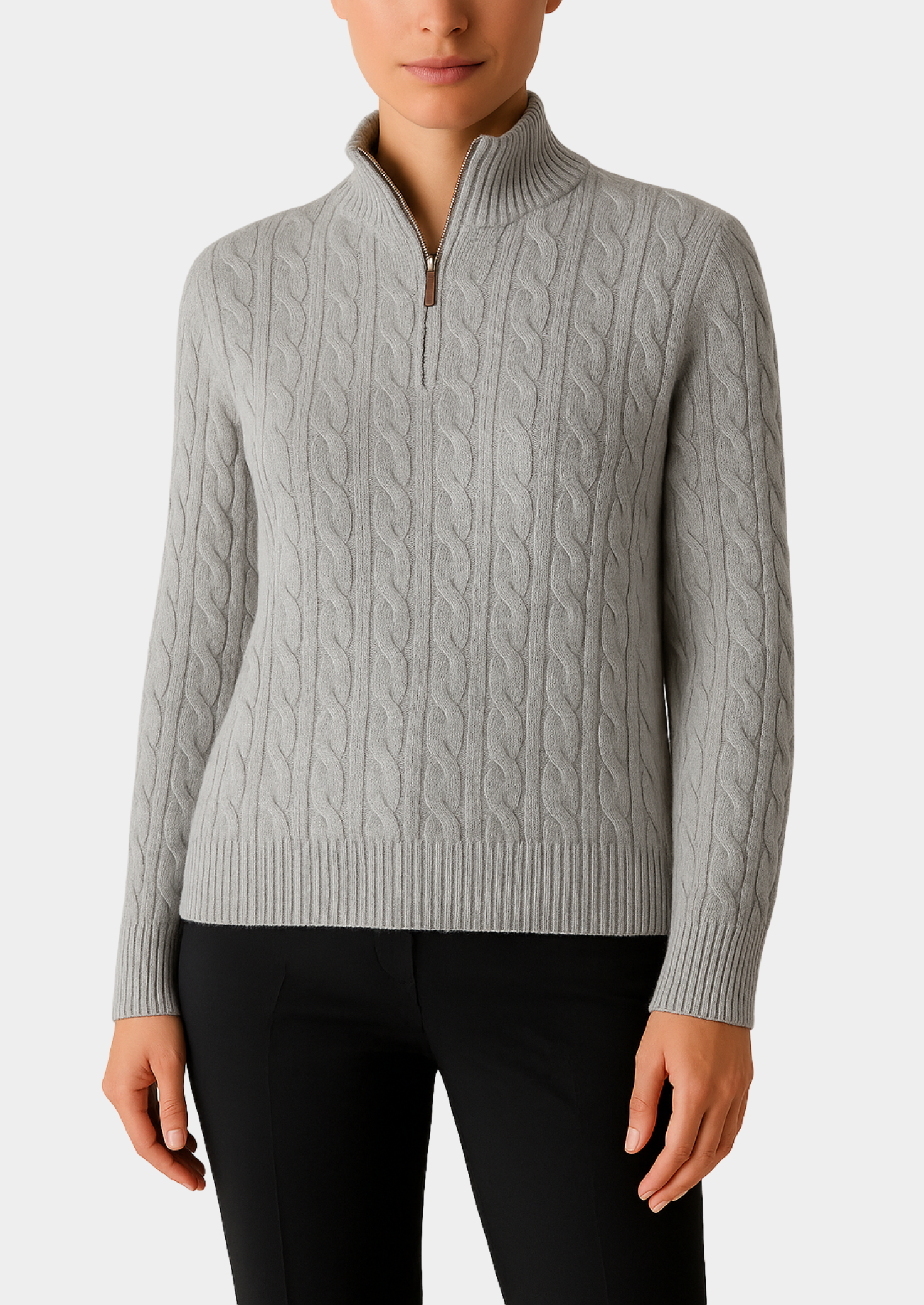 Cable-Knit Half Zip Sweater Women