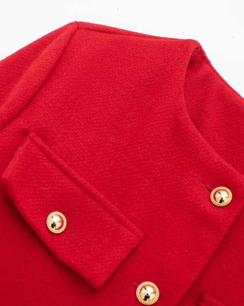 Cropped Blazer with Gold Buttons Women
