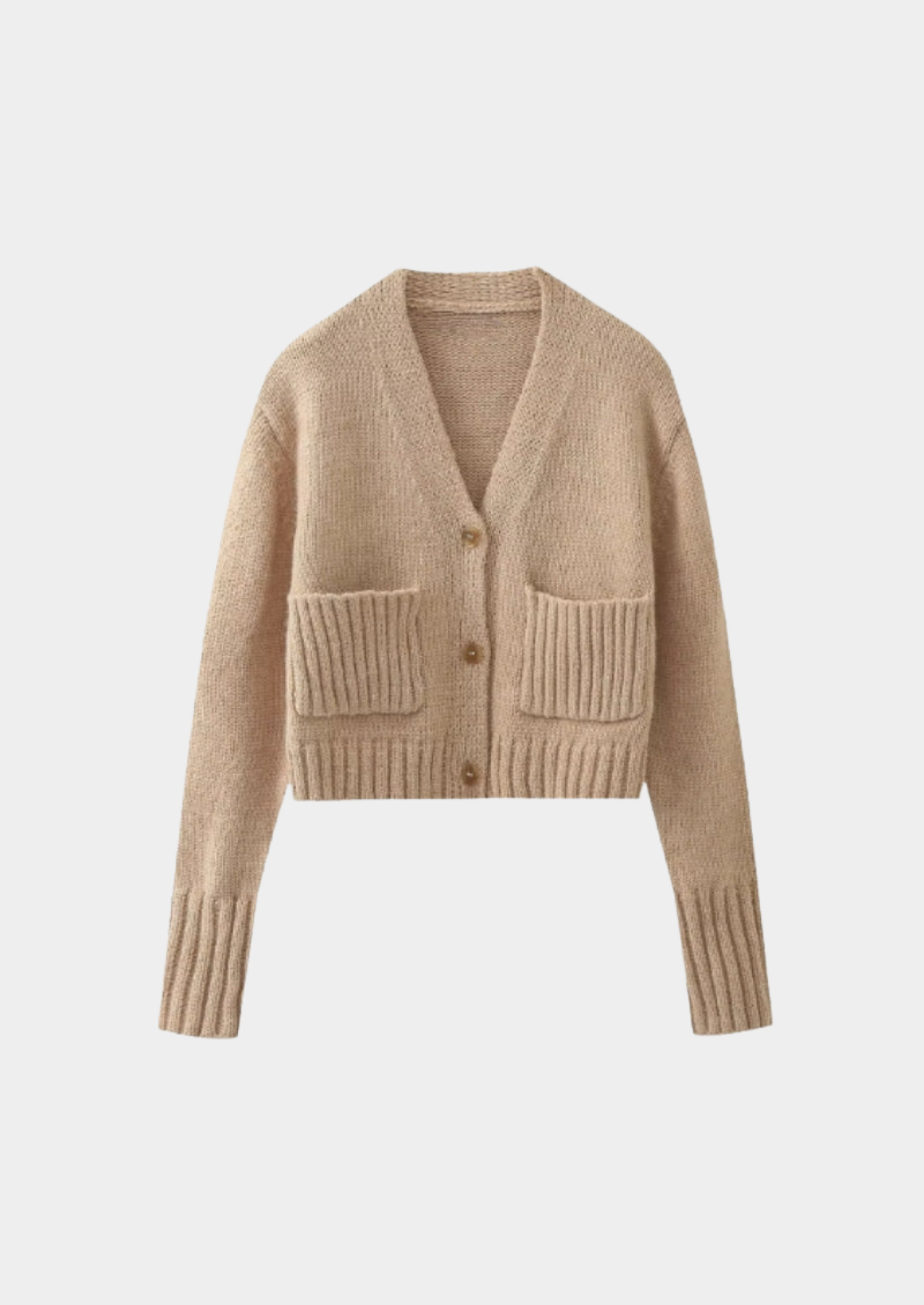 V-neck Knit Pocket Cardigan Women