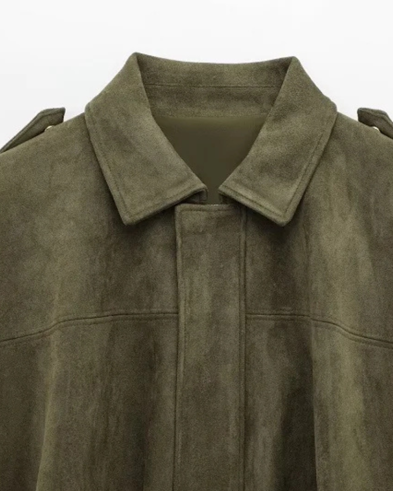 Vintage Suede Bomber Jacket Women