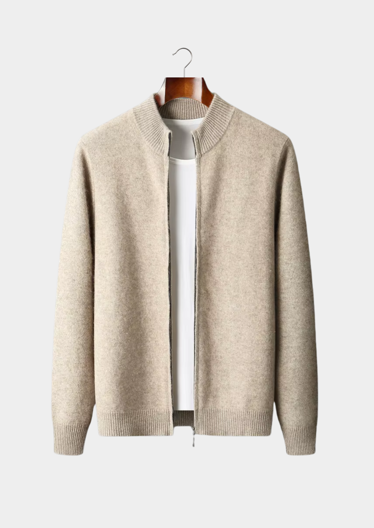 Merino Wool Extra-Fine Knit Cardigan With Zip
