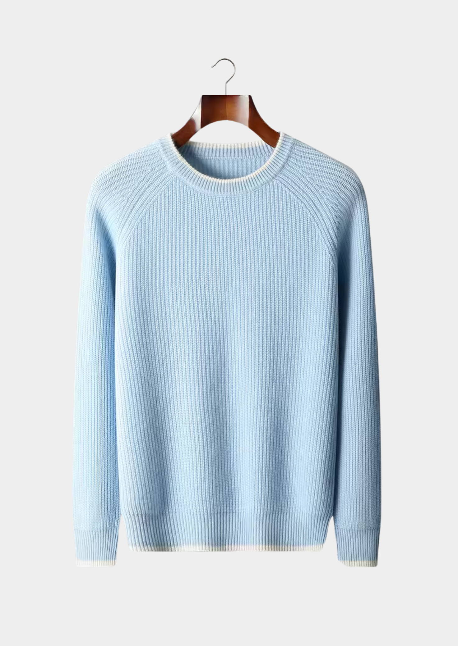 Merino Wool Extra-Fine Crewneck Two-Tone